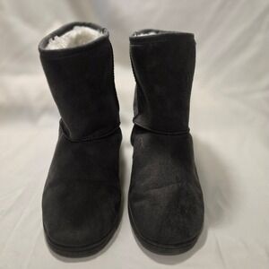 DAWGS Women's Grey Microfiber Plush Lined Booties Comfort Warm Cozy Size 11